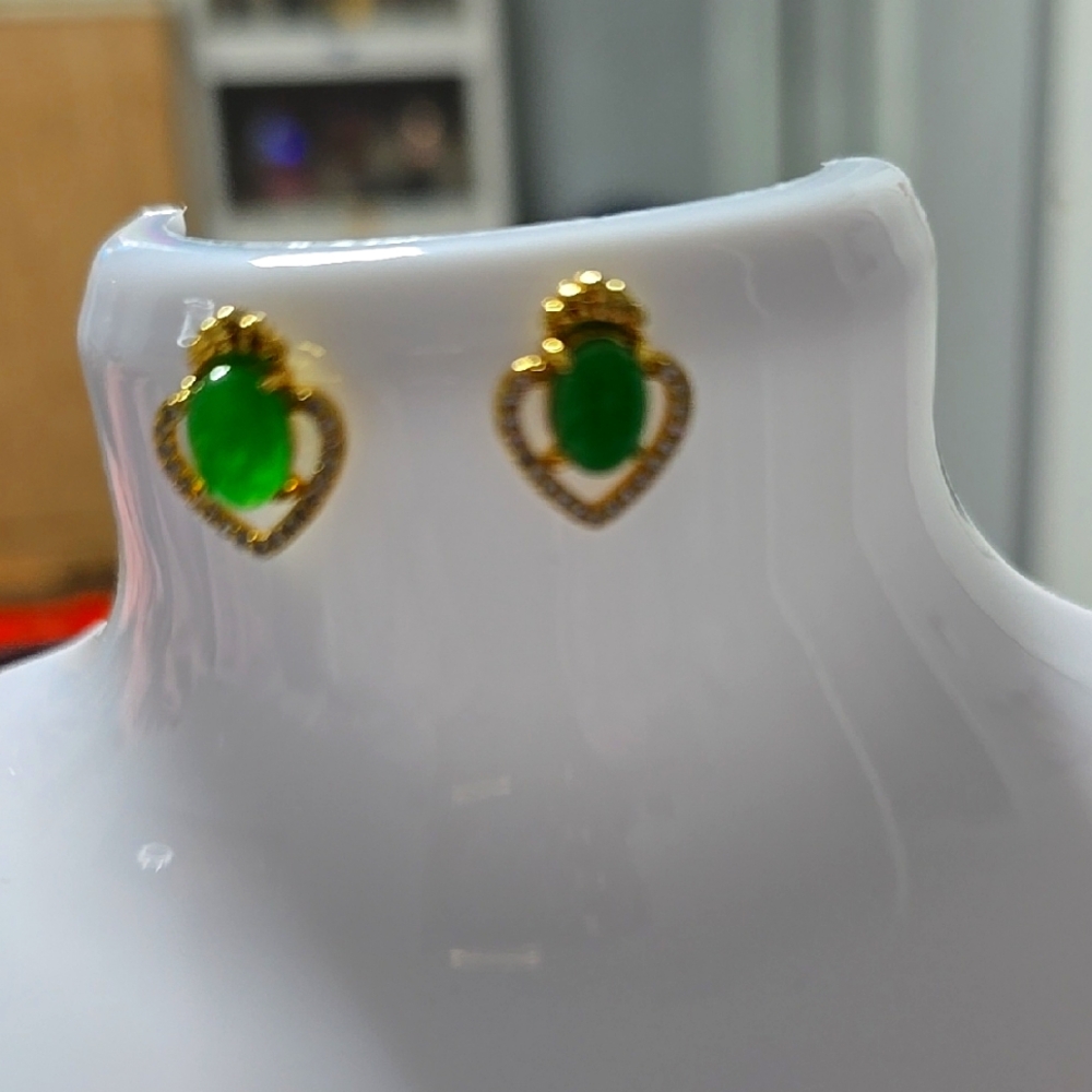 Elegant Green and Gold Earrings